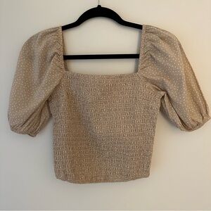 Abercrombie and Fitch Puff Sleeve Smocked Top